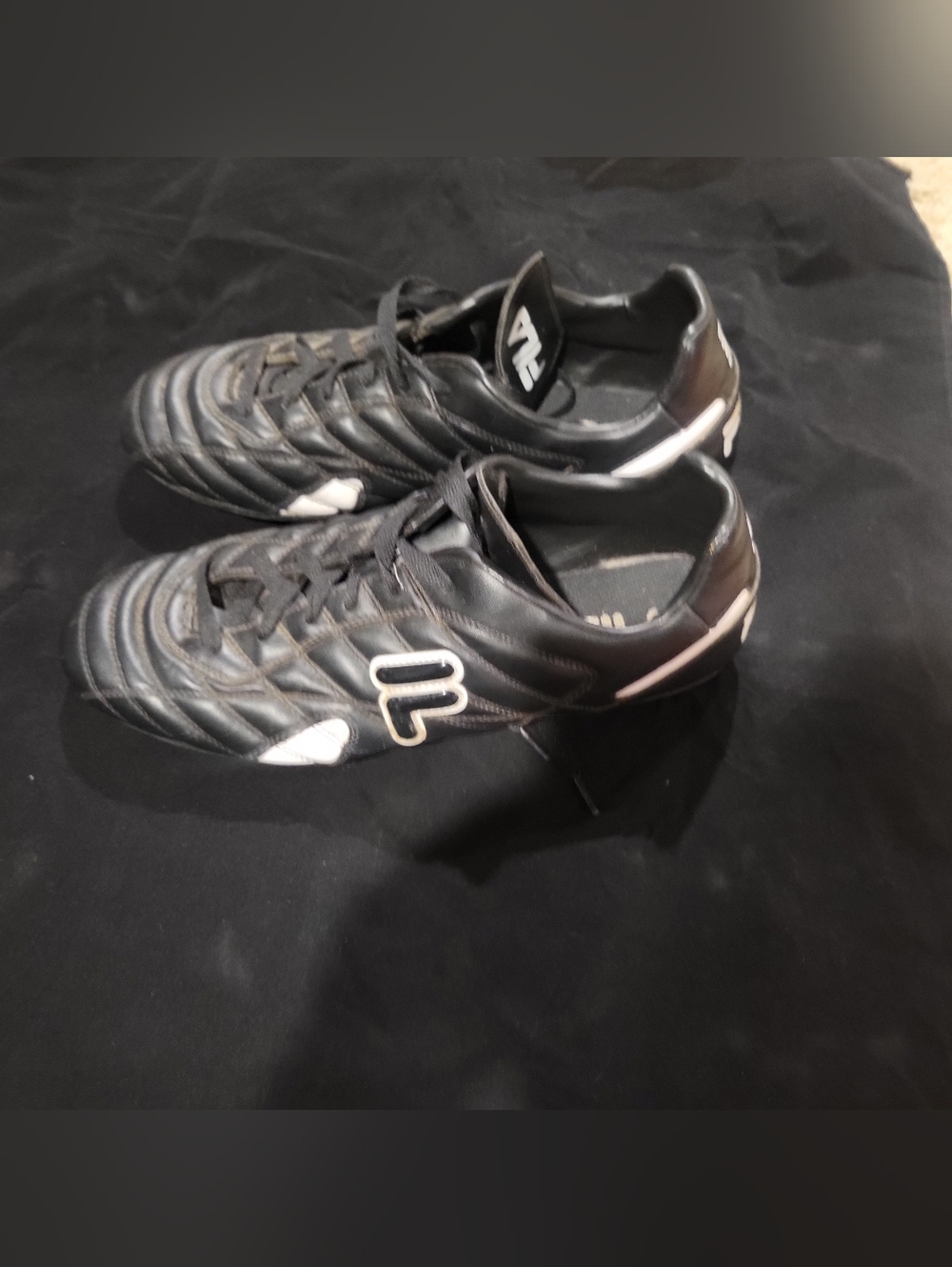 Fila M'S F-FORZA LEATHER Football Soccer Cleat Black/White- Classic US Size 12